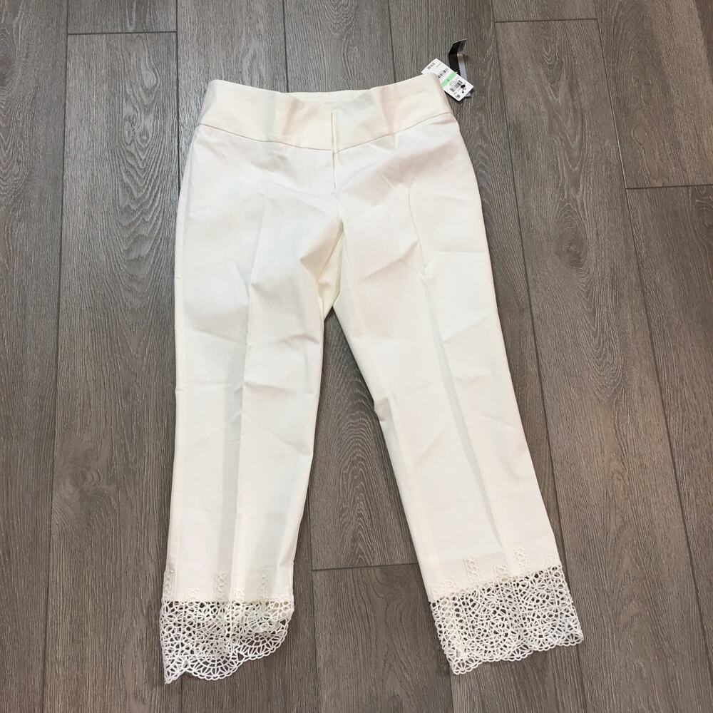 Alfani Lace-hem Tummy-Control Ankle Pants women white size 8 - Picture 2 of 8